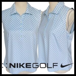 Nike Golf Dri-Fit Light Blue/Navy Polka Dot Sleeveless Polo (L)